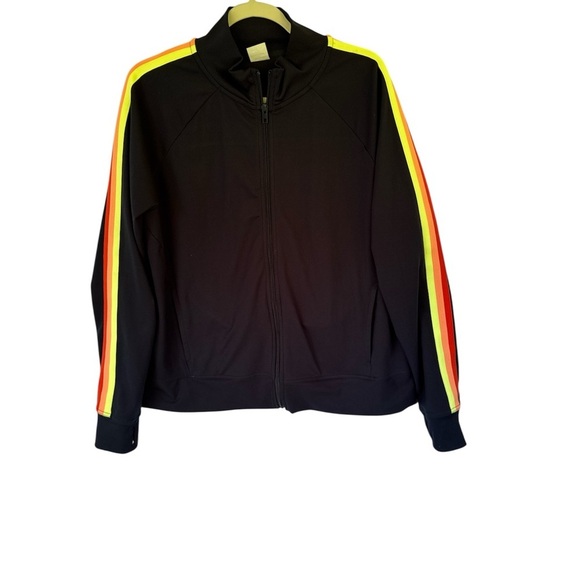 Athletic Works Jackets & Blazers - Athletic Works navy Bomber Jacket with Bright Stripes plus size